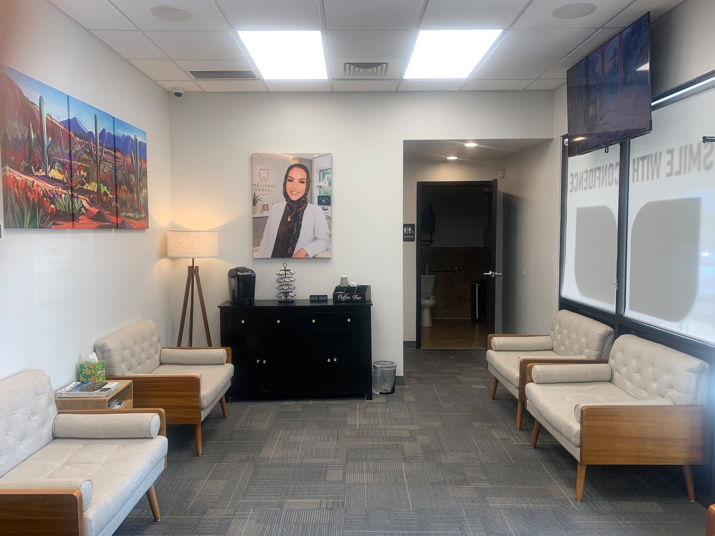 The waiting area at the E Grant Rd practice